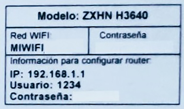 datos de acceso al router